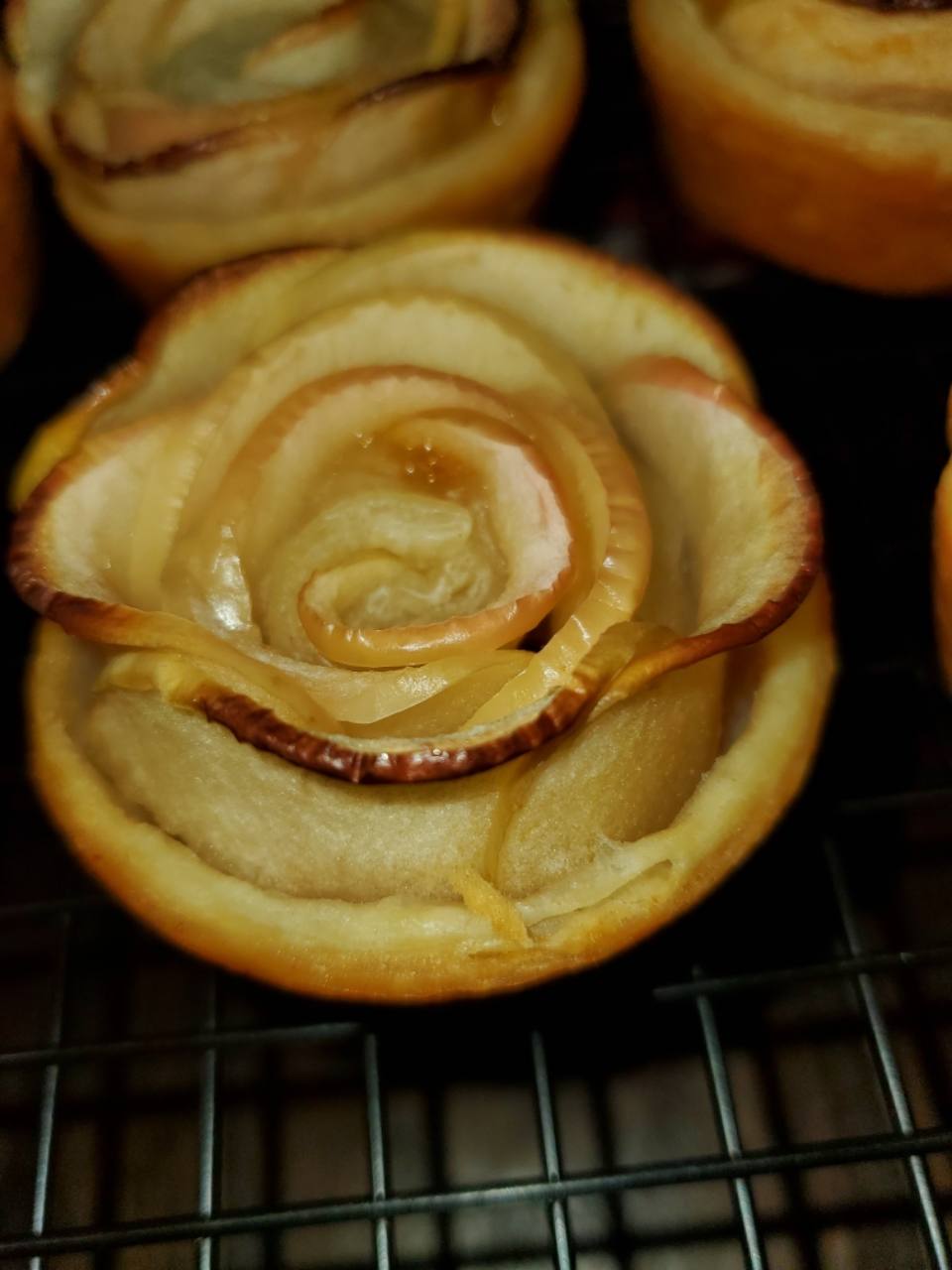 Apple rose pastry shaped like a flower